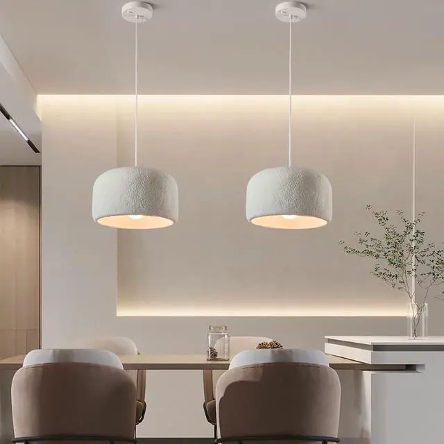 Alt view image 3 of 7 - Industrial Kitchen Island Pendant Light Fixture Japanese Wabi-Sabi Resin Pendant Light Modern E26 Ceiling Hanging Pendant lamp for Dining Room Hallway Bedroom Foyer Living Room Kitchen