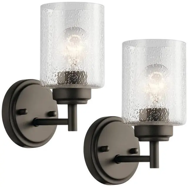 Main image of 1-Light Industrial Wall Sconce, Bubbles Glass Bathroom Vintage Wall Lights Fixtures Farmhouse Wall Mount Black Wall Lighting for Mirror Hallway Kitchen Bedroom Porch