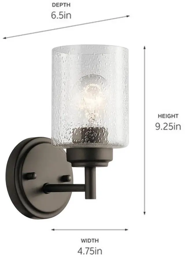 Alt view image 6 of 6 - 1-Light Industrial Wall Sconce, Bubbles Glass Bathroom Vintage Wall Lights Fixtures Farmhouse Wall Mount Black Wall Lighting for Mirror Hallway Kitchen Bedroom Porch