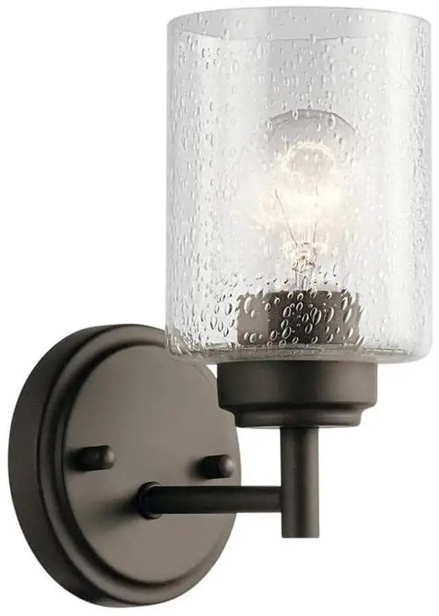 Main image of 1-Light Industrial Wall Sconce, Bubbles Glass Bathroom Vintage Wall Lights Fixtures Farmhouse Wall Mount Black Wall Lighting for Mirror Hallway Kitchen Bedroom Porch