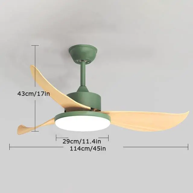 Alt view image 5 of 5 - Imitation Wood Ceiling Fan with Lights Simple Ceiling Fans with Lights and Remote 45 inch LED Smart Ceiling Fan with Light Mute Outdoor Ceiling Fans for patios with Light