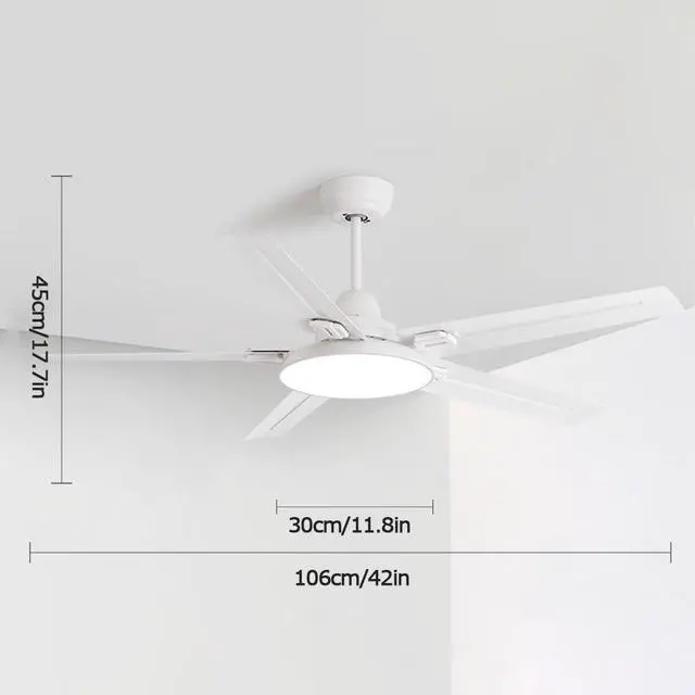 Alt view image 6 of 6 - Smart Frequency Conversion Ceiling Fan Light Simple Flush Mount Ceiling Fan with Lights Modern 42 Inch Ceiling Fan with Light and Remote Mute Ceiling Fans with Lights for Bedroom