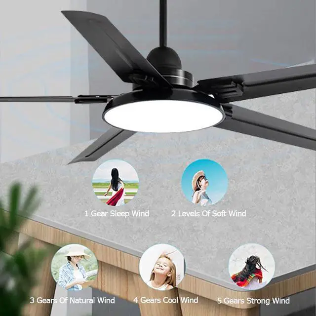 Alt view image 4 of 7 - Smart Frequency Conversion Ceiling Fan Light Simple Flush Mount Ceiling Fan with Lights Modern 42 Inch Ceiling Fan with Light and Remote Mute Ceiling Fans with Lights for Bedroom