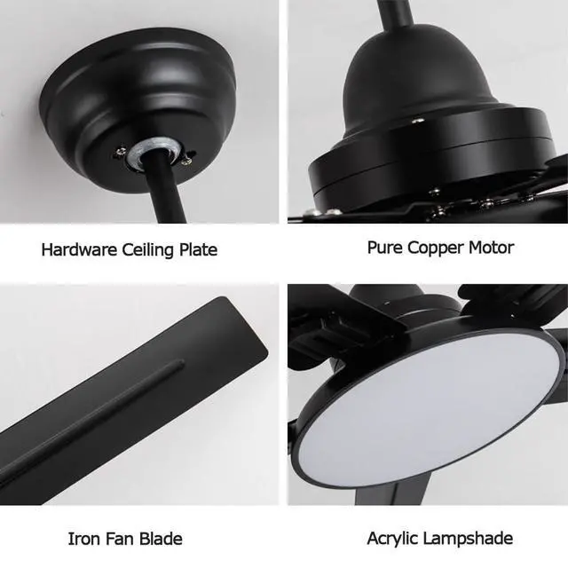 Alt view image 6 of 7 - Smart Frequency Conversion Ceiling Fan Light Simple Flush Mount Ceiling Fan with Lights Modern 42 Inch Ceiling Fan with Light and Remote Mute Ceiling Fans with Lights for Bedroom
