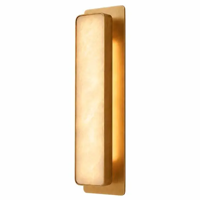 Main image of Natural Alabaster Wall Sconce, 3CCT LED Marble Wall Light with Brass Finish, 20 inch Modern Square Wall Lamp for Bedroom, Living Room, Bathroom, Hallway