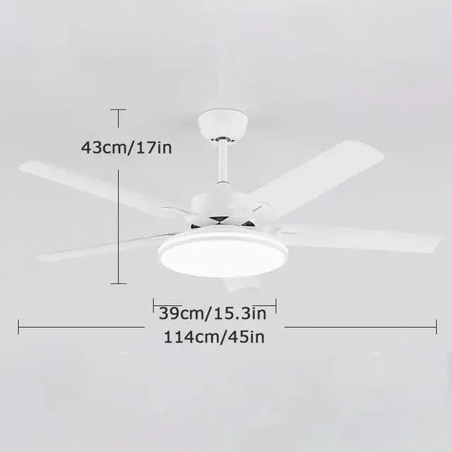 Alt view image 6 of 6 - Modern Ceiling Fan with Lights 45 Inch Ceiling Fan with Lights and Remote LED 3 Color Dimmable Fan Light Mute Bedroom Living Room Ceiling Fan Light Outdoor Ceiling Fans for Patios with Light