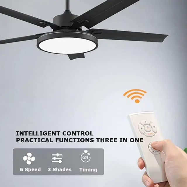 Alt view image 3 of 7 - Modern Ceiling Fan with Lights 45 Inch Ceiling Fan with Lights and Remote LED 3 Color Dimmable Fan Light Mute Bedroom Living Room Ceiling Fan Light Outdoor Ceiling Fans for Patios with Light