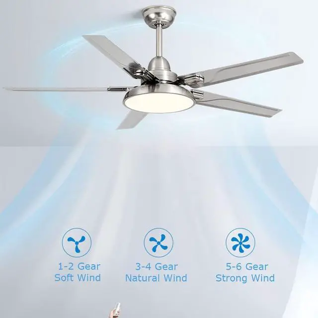 Alt view image 2 of 7 - Low Profile Smart Ceiling Fan Modern Flush Mount Bedroom Ceiling Fan 48 Inch Ceiling Fans with Lights and Remote 6 Speed 3 Color LED Living Room Ceiling Fan Outdoor Ceiling Fans for Patios