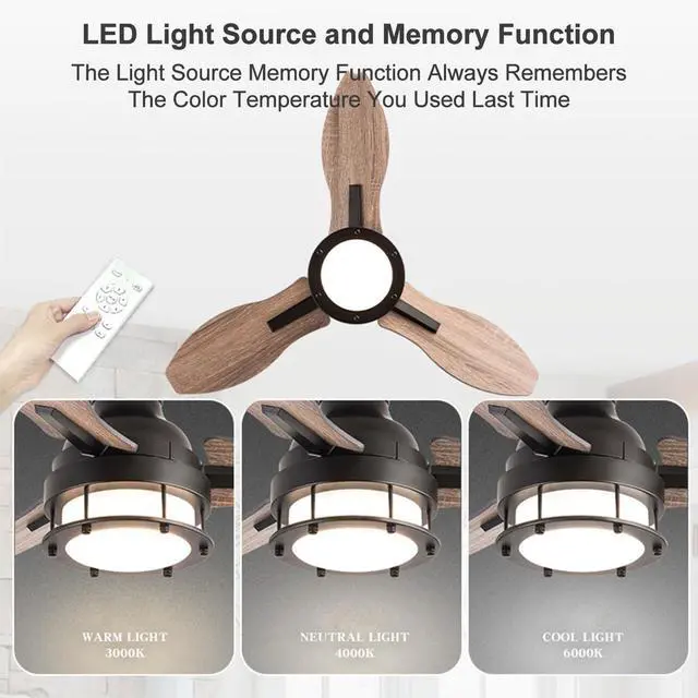Alt view image 3 of 7 - 36 inch Ceiling Fan with Lights Low Profile Ceiling Fan with Light and Remote, Reversible, 3CCT, Dimmable, Noiseless, Flush Mount Ceiling Fan for Bedroom, Indoor/Outdoor Use