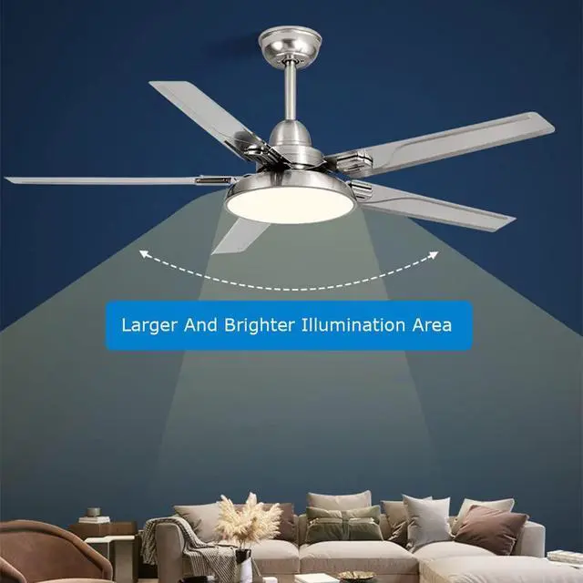 Alt view image 3 of 7 - Low Profile Smart Ceiling Fan Modern Flush Mount Bedroom Ceiling Fan 48 Inch Ceiling Fans with Lights and Remote 6 Speed 3 Color LED Living Room Ceiling Fan Outdoor Ceiling Fans for Patios