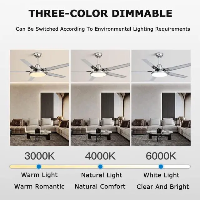 Alt view image 5 of 7 - Low Profile Smart Ceiling Fan Modern Flush Mount Bedroom Ceiling Fan 48 Inch Ceiling Fans with Lights and Remote 6 Speed 3 Color LED Living Room Ceiling Fan Outdoor Ceiling Fans for Patios