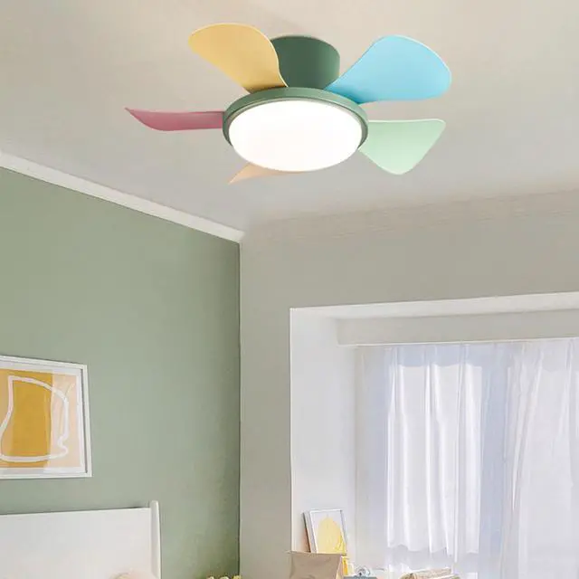Alt view image 3 of 7 - 29 inch Small Ceiling Fans with Lights Flush Mount Ceiling Fans with Lights and Remote Modern Low Profile Ceiling Fans for Bedroom Living Room with 3CCT 6-Speeds Quiet DC Motor