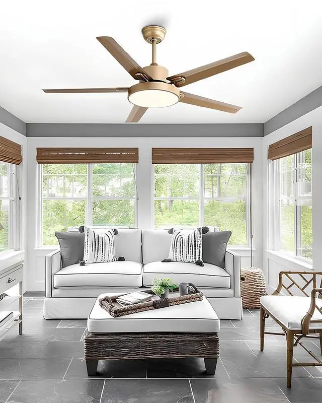Alt view image 7 of 7 - 42 Inch Ceiling Fan with Light Stainless Steel Ceiling Fans with Remote Control 3 Color Dimmable 5 Speeds Reversible DC Motor Modern Ceiling Fan for Patio Living Room Bedroom Office(Gold)