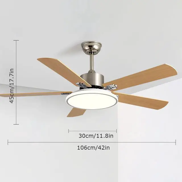 Alt view image 6 of 6 - Modern Simple Ceiling Fan with Lights 42 Inch Ceiling Fan with Lights and Remote LED 3 Color Dimmable Ceiling Fan Light Bedroom Living Room Mute Ceiling Fan with Lights
