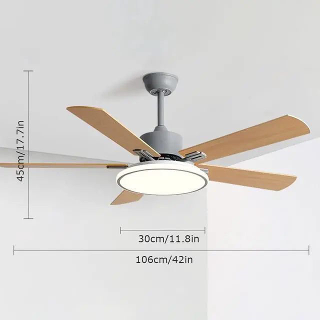 Alt view image 7 of 7 - Modern Simple Ceiling Fan with Lights 42 Inch Ceiling Fan with Lights and Remote LED 3 Color Dimmable Ceiling Fan Light Bedroom Living Room Mute Ceiling Fan with Lights