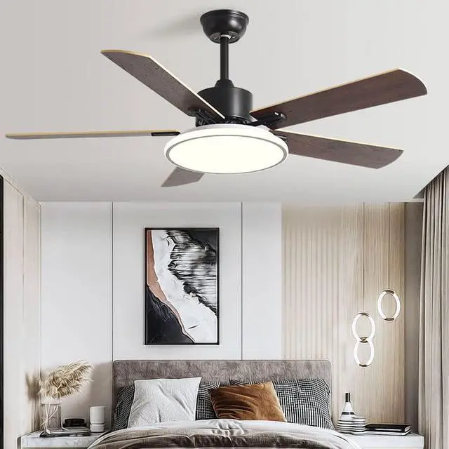 Alt view image 2 of 7 - Modern Simple Ceiling Fan with Lights 42 Inch Ceiling Fan with Lights and Remote LED 3 Color Dimmable Ceiling Fan Light Bedroom Living Room Mute Ceiling Fan with Lights