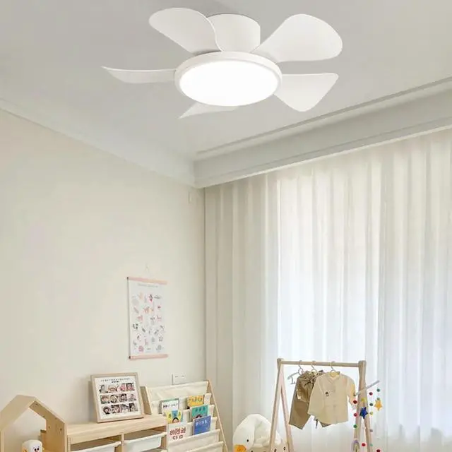 Alt view image 3 of 7 - 29 inch Small Ceiling Fans with Lights Flush Mount Ceiling Fans with Lights and Remote Modern Low Profile Ceiling Fans for Bedroom Living Room with 3CCT 6-Speeds Quiet DC Motor
