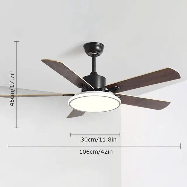 Alt view image 7 of 7 - Modern Simple Ceiling Fan with Lights 42 Inch Ceiling Fan with Lights and Remote LED 3 Color Dimmable Ceiling Fan Light Bedroom Living Room Mute Ceiling Fan with Lights