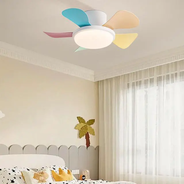 Alt view image 3 of 7 - 29 inch Small Ceiling Fans with Lights Flush Mount Ceiling Fans with Lights and Remote Modern Low Profile Ceiling Fans for Bedroom Living Room with 3CCT 6-Speeds Quiet DC Motor
