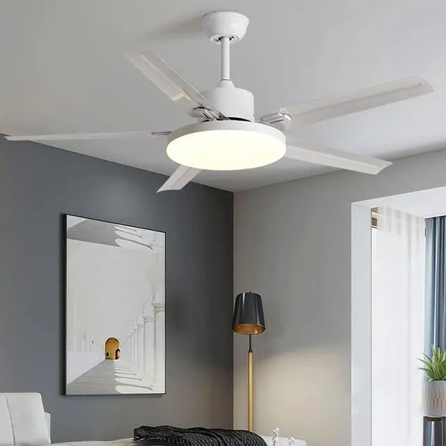 Alt view image 2 of 5 - LED Modern Flush Mount Indoor Ceiling Fans 42 Inch Low Profile Ceiling Fan with Light Iron Ceiling Fans with Lights and Remote 3 Speed 3 Color for Bedroom, Living Room, Kids Room