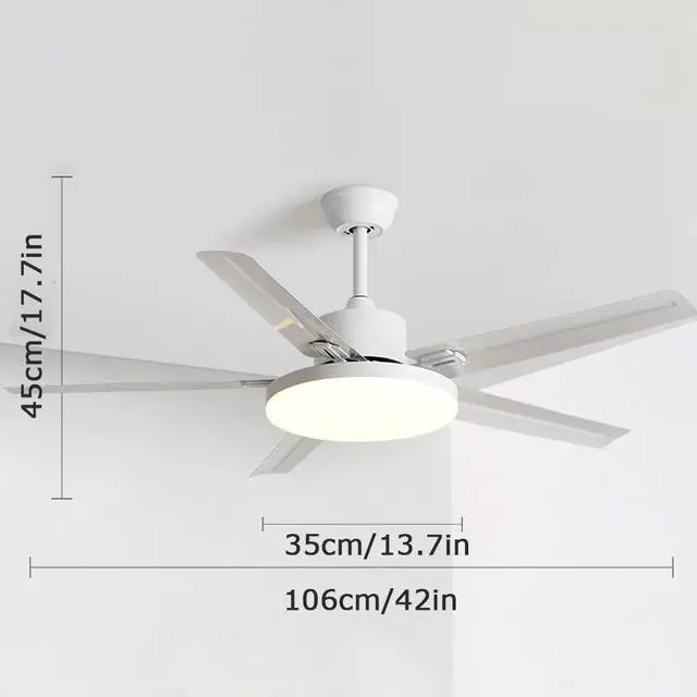 Alt view image 5 of 5 - LED Modern Flush Mount Indoor Ceiling Fans 42 Inch Low Profile Ceiling Fan with Light Iron Ceiling Fans with Lights and Remote 3 Speed 3 Color for Bedroom, Living Room, Kids Room