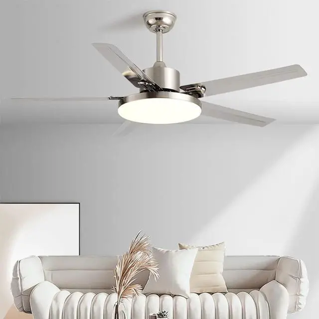 Alt view image 2 of 5 - LED Modern Flush Mount Indoor Ceiling Fans 42 Inch Low Profile Ceiling Fan with Light Iron Ceiling Fans with Lights and Remote 3 Speed 3 Color for Bedroom, Living Room, Kids Room