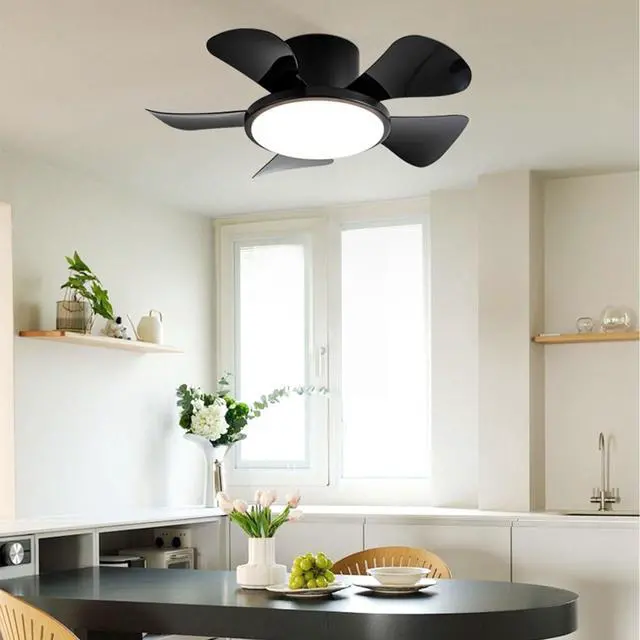 Alt view image 3 of 7 - 29 inch Small Ceiling Fans with Lights Flush Mount Ceiling Fans with Lights and Remote Modern Low Profile Ceiling Fans for Bedroom Living Room with 3CCT 6-Speeds Quiet DC Motor