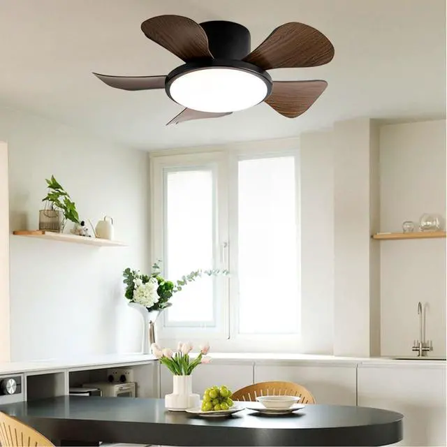 Alt view image 3 of 7 - 29 inch Small Ceiling Fans with Lights Flush Mount Ceiling Fans with Lights and Remote Modern Low Profile Ceiling Fans for Bedroom Living Room with 3CCT 6-Speeds Quiet DC Motor