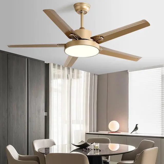 Alt view image 2 of 5 - Simple Ceiling Fan with Lights Big Wind Stainless Steel Ceiling Fan Light 42 Inch with Remote Smart Ceiling Fan Dimmable LED Ceiling Fans with Lights for Bedroom