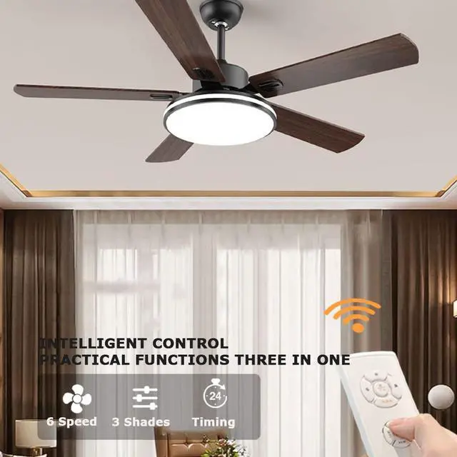 Alt view image 3 of 7 - with Remote Mute Bedroom Ceiling Fan Modern Simple Ceiling Fan with Lights 6 Speed 3 Color Flush Mount Indoor Ceiling Fans Wood Ceiling Fans with Lights and Remote