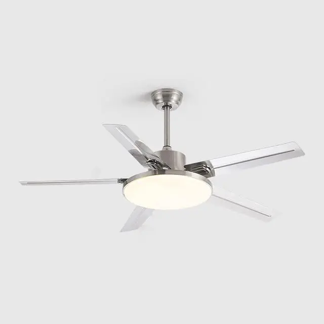 Main image of 52 Inch with Remote Ceiling Fan with Lights Modern Stainless Steel 5-Blade Ceiling Fan Light Mute Dimmable Ceiling Fan for Bedroom Ceiling-Mounted Outdoor Ceiling Fans