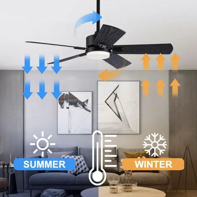 Alt view image 5 of 7 - Ceiling Fans with Lights Modern Ceiling Fans with Lights and Remote, Reversible, 3CCT, Dimmable, 6 speeds, Timeable, Black Ceiling Fans with Lights for Living Room