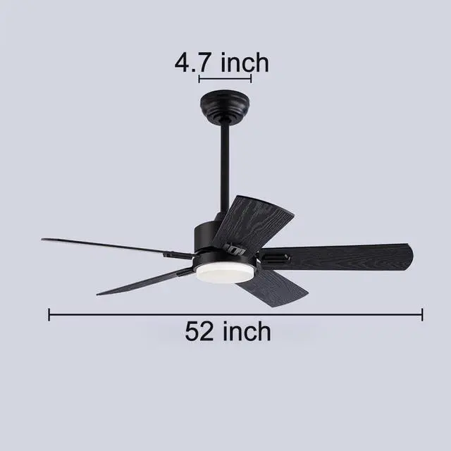 Alt view image 7 of 7 - Ceiling Fans with Lights Modern Ceiling Fans with Lights and Remote, Reversible, 3CCT, Dimmable, 6 speeds, Timeable, Black Ceiling Fans with Lights for Living Room