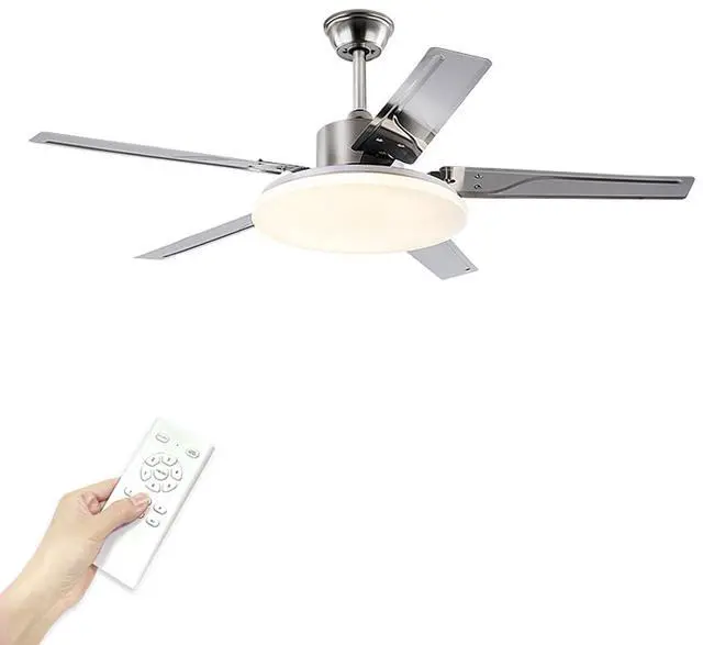 Main image of 52 inch Stainless steel Ceiling Fans with Lights Industrial Ceiling Fan with Lights and Remote, 3CCT, Quiet Reversible DC Motor, 6 Speeds, Timer, Ceiling Fan for Bedroom, Indoor/Outdoor Use