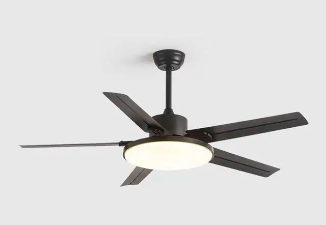 Main image of 52 Inch with Remote Ceiling Fan with Lights Modern Stainless Steel 5-Blade Ceiling Fan Light Mute Dimmable Ceiling Fan for Bedroom Ceiling-Mounted Outdoor Ceiling Fans