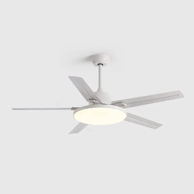 Main image of 52 Inch with Remote Ceiling Fan with Lights Modern Stainless Steel 5-Blade Ceiling Fan Light Mute Dimmable Ceiling Fan for Bedroom Ceiling-Mounted Outdoor Ceiling Fans