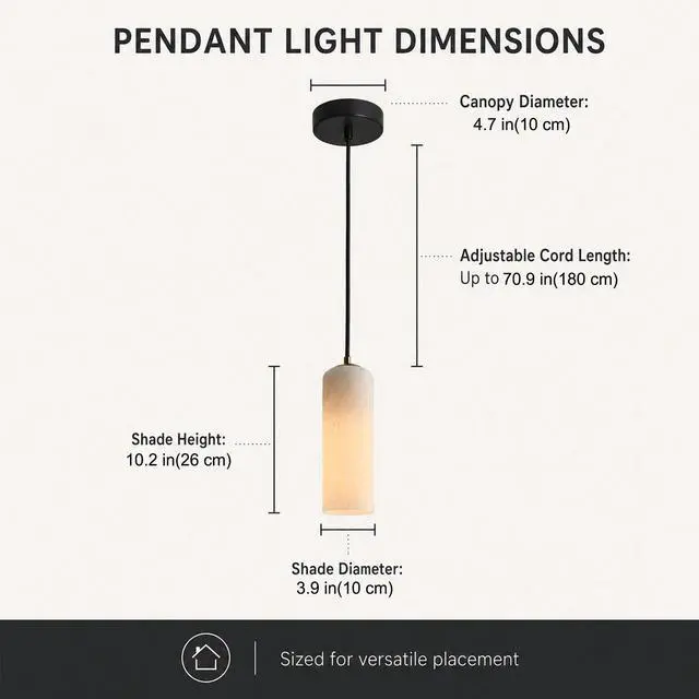 Alt view image 3 of 7 - Single Head Marble Pendant Lights, Modern LED Pendant Lamps, Natural Marble Cylinder Hanging Light Fixtures for Kitchen Island Bedroom Dining Room Table Living Room Hallway