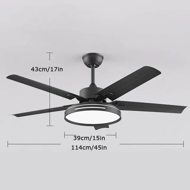 Alt view image 7 of 7 - Outdoor Ceiling Fan with Lights 45 Inch Ceiling Fans with Lights and Remote Can Be Timed 6 Speed 3 Color Smart Ceiling Fan Modern Simple Fan Light for Bedroom Living Room Kids Room
