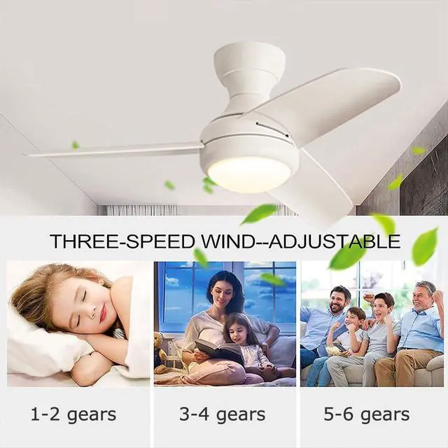 Alt view image 5 of 7 - Ceiling Fans with Lights, 37 inch Ceiling Fans with Lights and Remote Flush Mount Ceiling Fan with Quiet Reversible DC Motor Low Profile Ceiling Fan with Light for Bedroom Living Room Patio