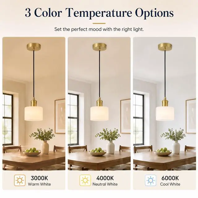 Alt view image 4 of 7 - Natural Marble Pendant Lights for Kitchen Island, Gold Brass Modern Pendant Light, Adjustable E26 Hanging Light Fixture, 3-Color Dimmable Chandelier for Bedroom Dining Room Living Room Hallway