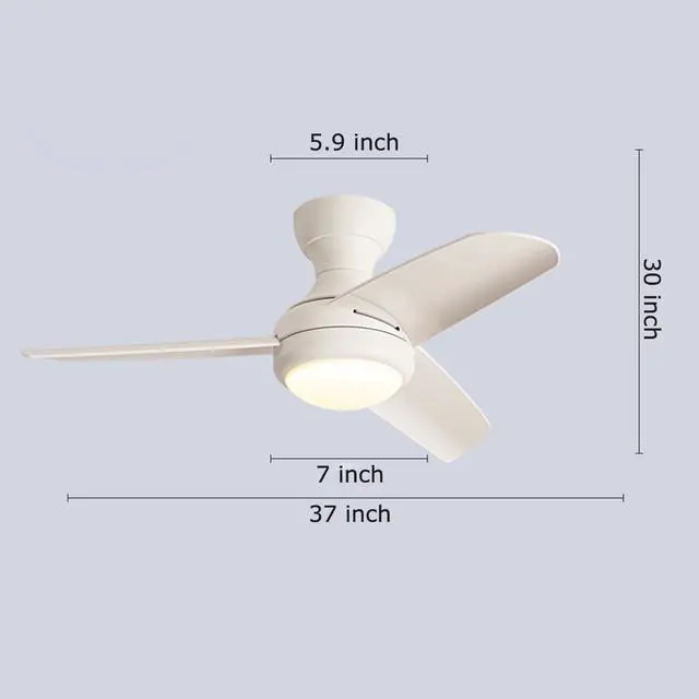 Alt view image 7 of 7 - Ceiling Fans with Lights, 37 inch Ceiling Fans with Lights and Remote Flush Mount Ceiling Fan with Quiet Reversible DC Motor Low Profile Ceiling Fan with Light for Bedroom Living Room Patio