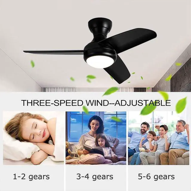 Alt view image 5 of 7 - Ceiling Fans with Lights, 37 inch Ceiling Fans with Lights and Remote Flush Mount Ceiling Fan with Quiet Reversible DC Motor Low Profile Ceiling Fan with Light for Bedroom Living Room Patio