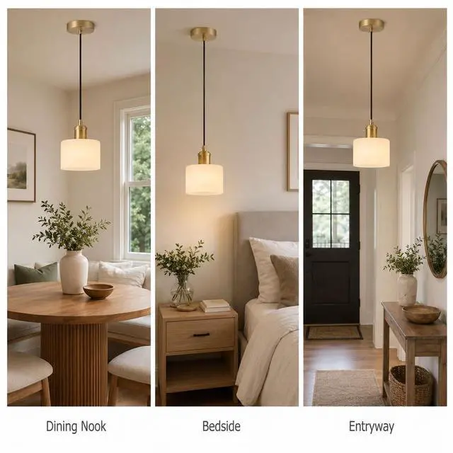 Alt view image 7 of 7 - Natural Marble Pendant Lights for Kitchen Island, Gold Brass Modern Pendant Light, Adjustable E26 Hanging Light Fixture, 3-Color Dimmable Chandelier for Bedroom Dining Room Living Room Hallway