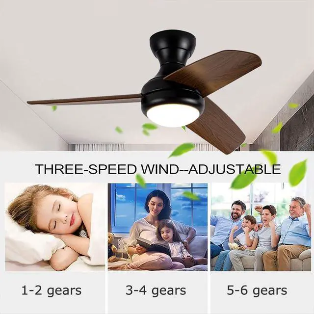 Alt view image 5 of 7 - Ceiling Fans with Lights, 37 inch Ceiling Fans with Lights and Remote Flush Mount Ceiling Fan with Quiet Reversible DC Motor Low Profile Ceiling Fan with Light for Bedroom Living Room Patio