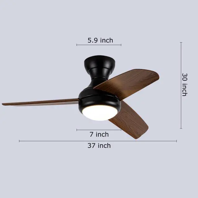 Alt view image 7 of 7 - Ceiling Fans with Lights, 37 inch Ceiling Fans with Lights and Remote Flush Mount Ceiling Fan with Quiet Reversible DC Motor Low Profile Ceiling Fan with Light for Bedroom Living Room Patio