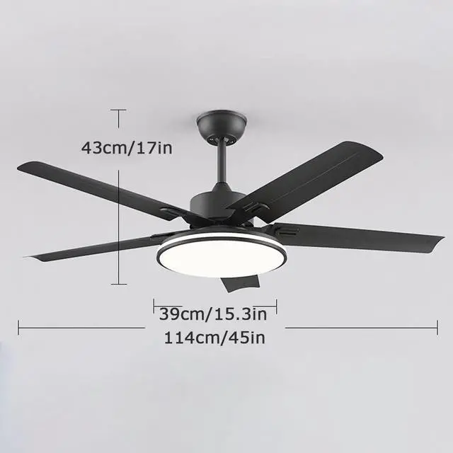 Alt view image 7 of 7 - Modern Ceiling Fan with Lights 45 Inch Ceiling Fan with Lights and Remote LED 3 Color Dimmable Fan Light Mute Bedroom Living Room Ceiling Fan Light Outdoor Ceiling Fans for Patios with Light