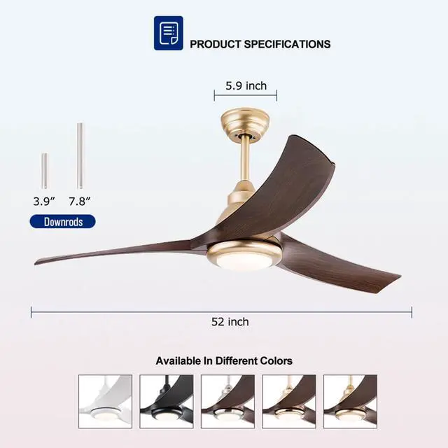 Alt view image 2 of 7 - 52 Modern Ceiling Fans with Lights Indoor/Outdoor Ceiling Fans with Lights and Remote 3CCT, 6 Speed Reversible DC Motor, Reversible Blades, for Patio Bedroom Outdoor/Indoor