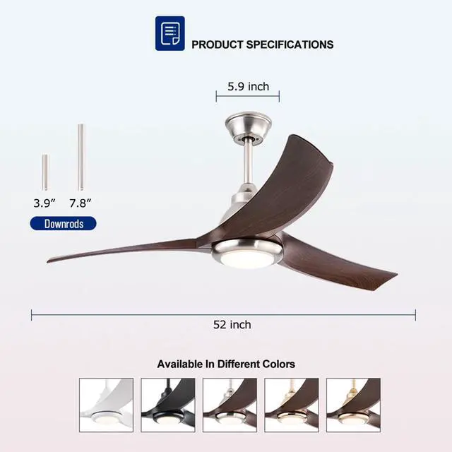 Alt view image 2 of 7 - 52 Modern Ceiling Fans with Lights Indoor/Outdoor Ceiling Fans with Lights and Remote 3CCT, 6 Speed Reversible DC Motor, Reversible Blades, for Patio Bedroom Outdoor/Indoor
