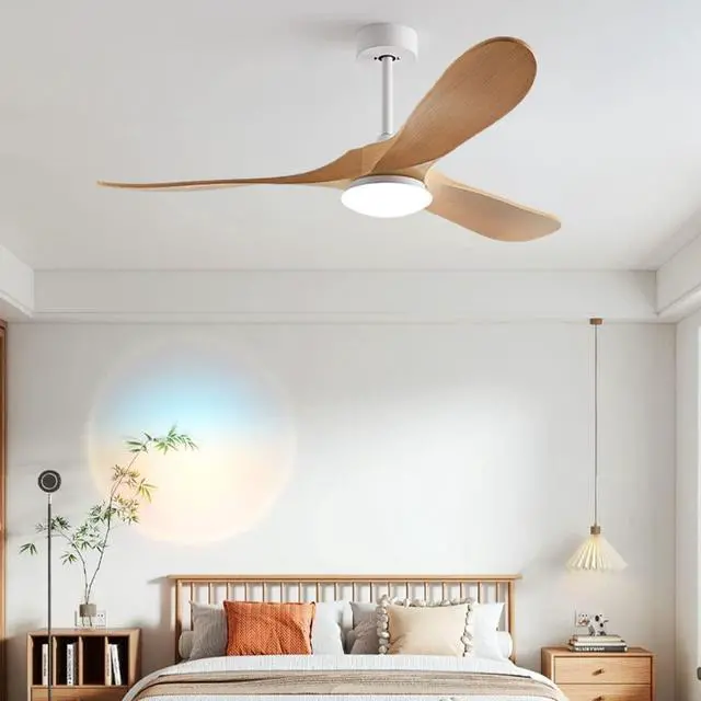 Alt view image 2 of 7 - Imitation Wood 42 Inch Ceiling Fan with Lights 3-Blade Dimmable Living Room Ceiling Fan Ceiling Fans with Lights and Remote Retro Farmhouse Ceiling Fan with Light