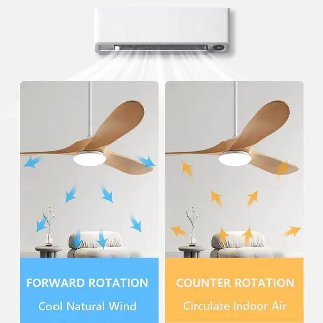 Alt view image 6 of 7 - Imitation Wood 42 Inch Ceiling Fan with Lights 3-Blade Dimmable Living Room Ceiling Fan Ceiling Fans with Lights and Remote Retro Farmhouse Ceiling Fan with Light